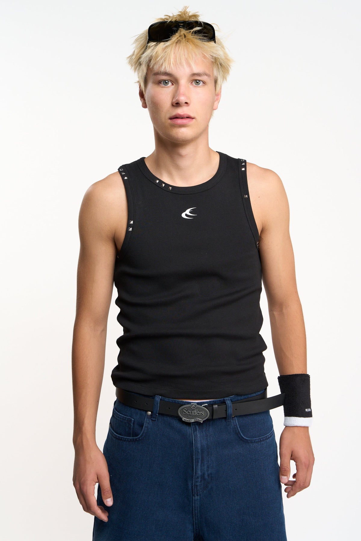Studded Black Tank Top